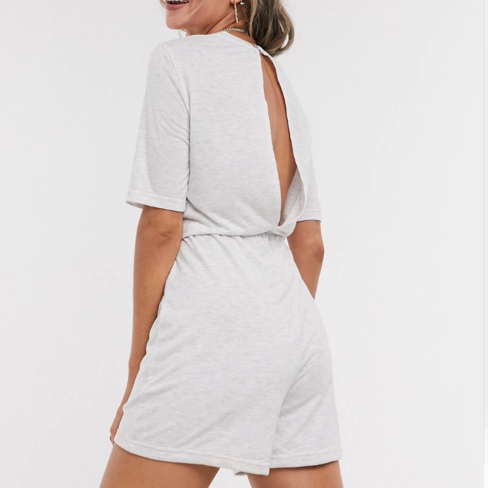 Noisy May NWT open back romper in gray. Purchased from ASOS. Size L